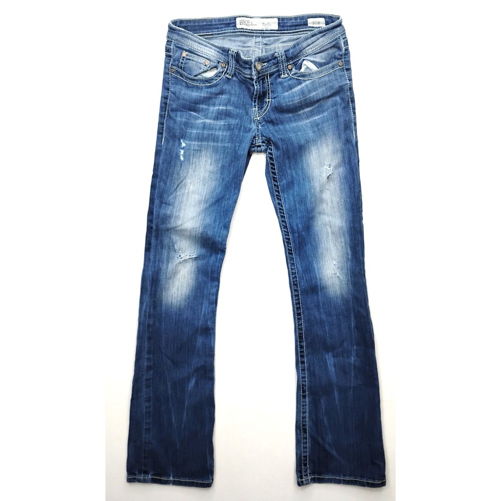 BKE Jeans Stella Bootcut Stretch Low Rise 27 R Thick Stitch Western Fits 30x31